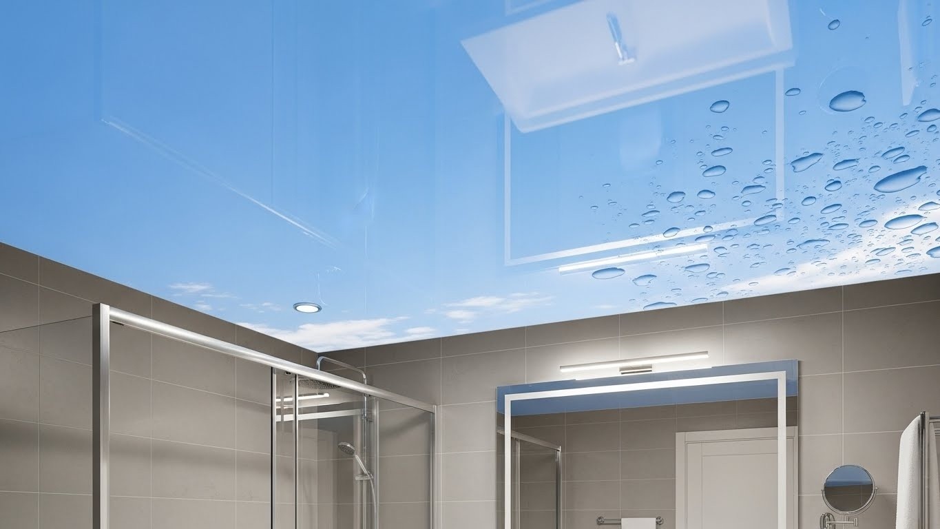 Влагостойкий натяжной потолок для ванной комнаты Влагостойкий натяжной потолок