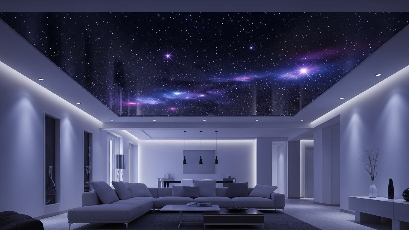 Натяжной потолок с эффектом звездного неба