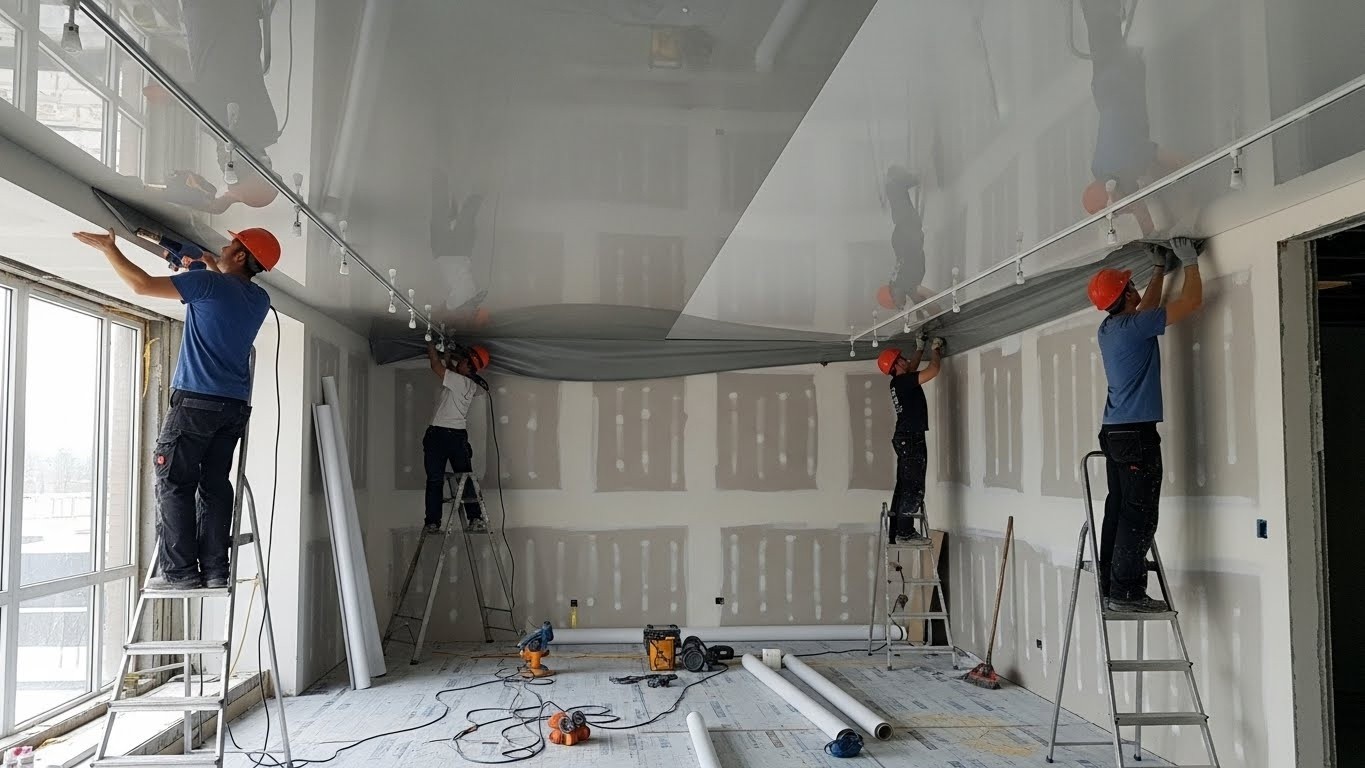 Комбинированный натяжной потолок