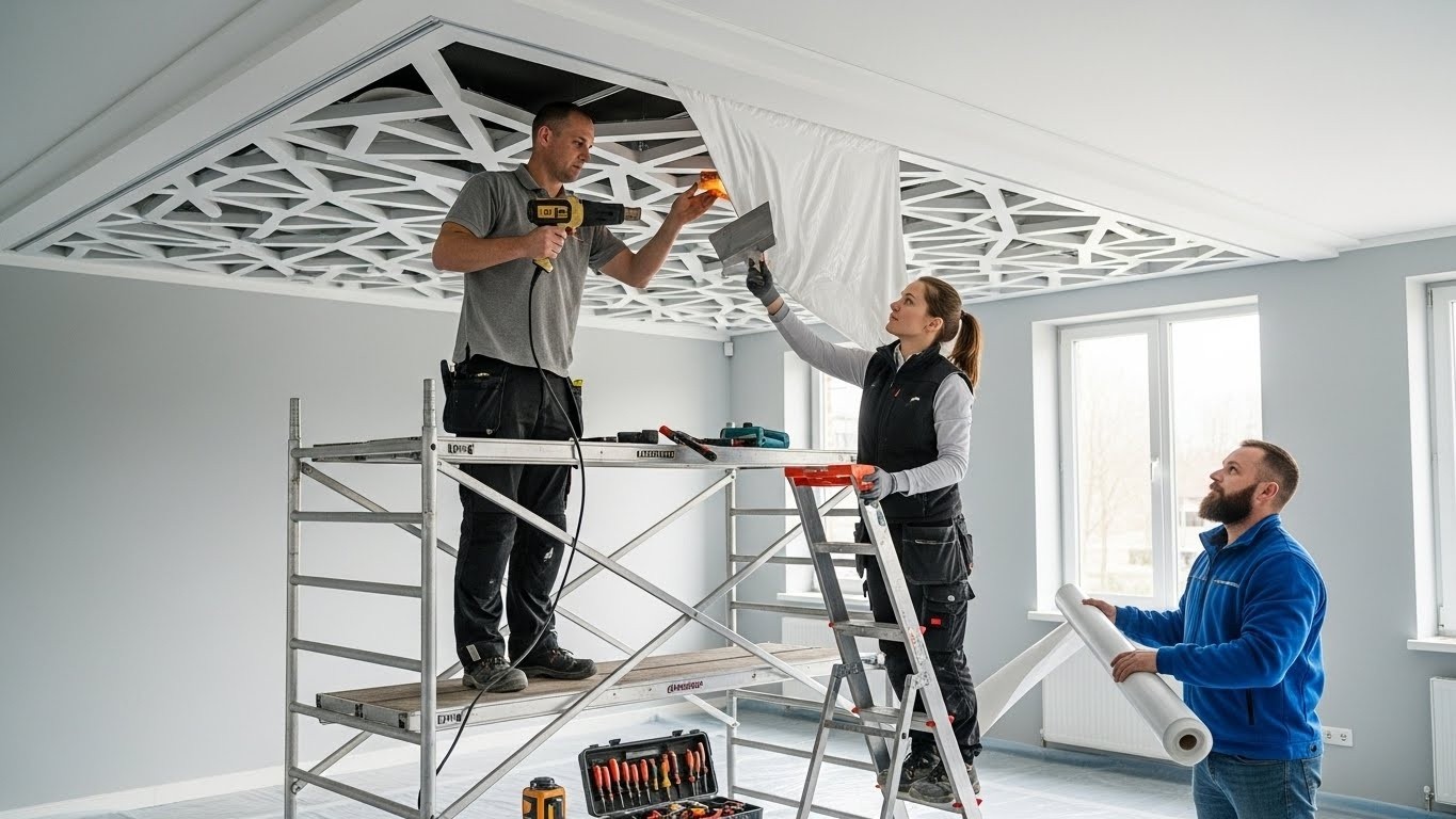 Монтаж натяжного потолка с перфорированными вставками Натяжной потолок с перфорированными вставками