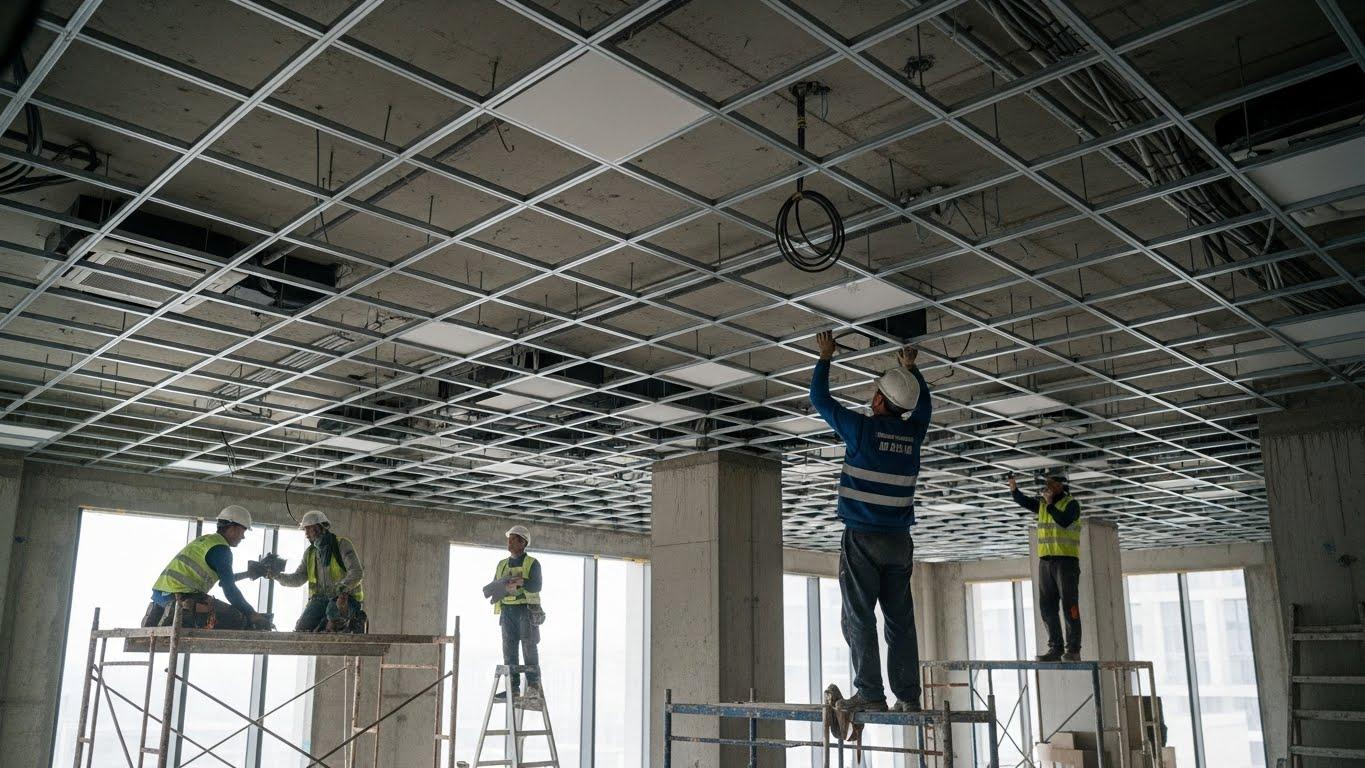 Монтаж натяжных потолков для жилых комплексов